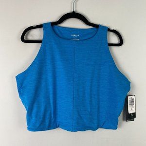 Torrid Low Impact Wireless High Neck Longline Active Top Size 3X Blue